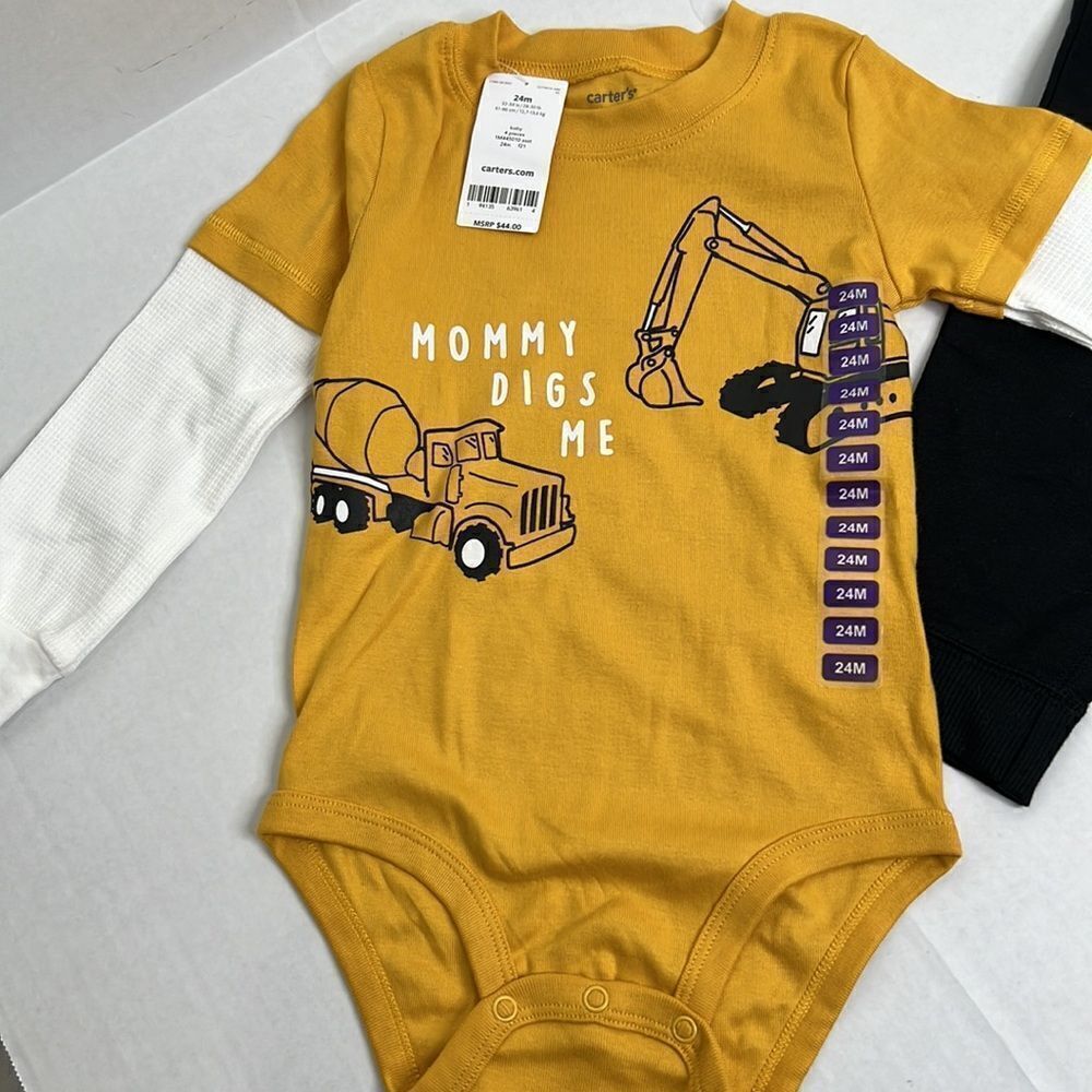 Carter’s “Mom digs me “ Excavator 2 piece outfit size 24 mos/2T NWT - Picture 2 of 11